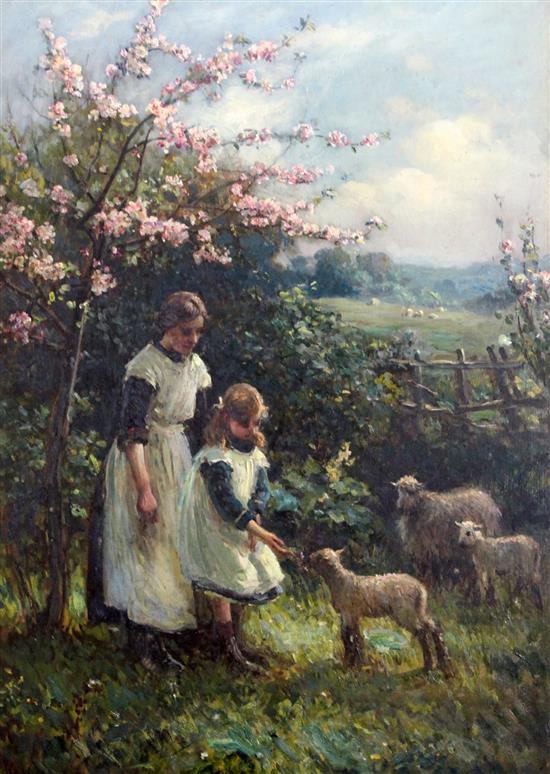 Ernest H. Rigg (1868-1947) The First of May, 27 x 20in., together with 2 letters from the artist